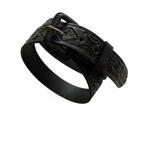 Black Leather Embossed Western Style Belt